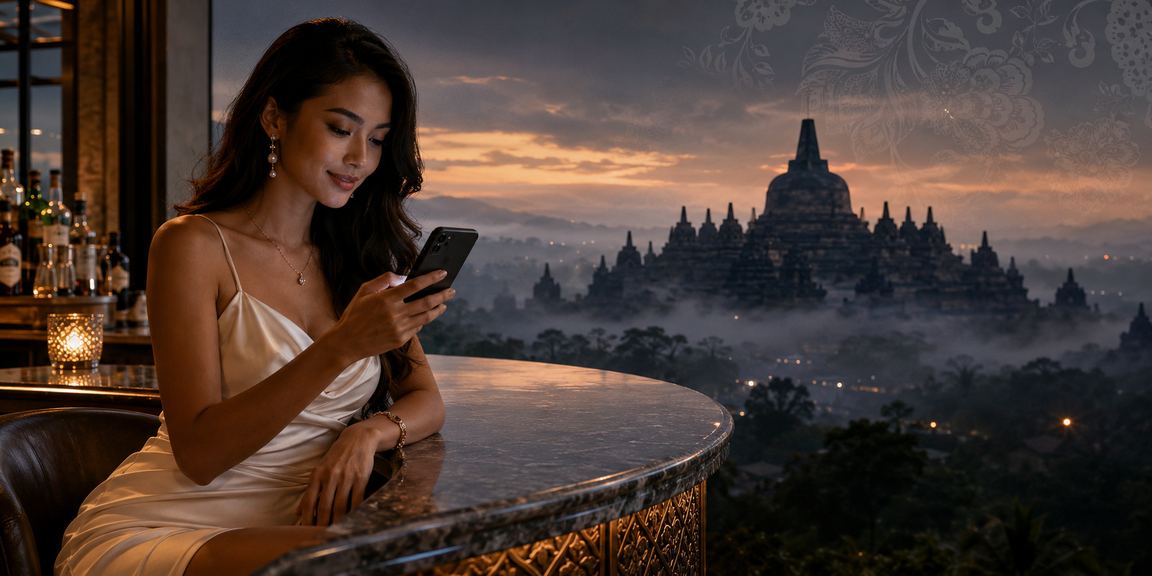 Model memperlihatkan antarmuka platform taruhan olahraga di ponsel pintar
